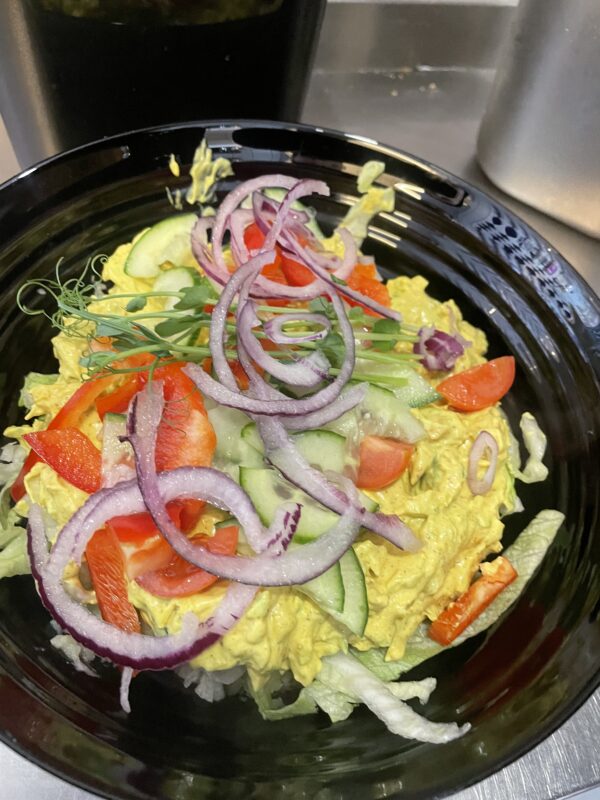 Bakad potatis med kyckling curry röra
