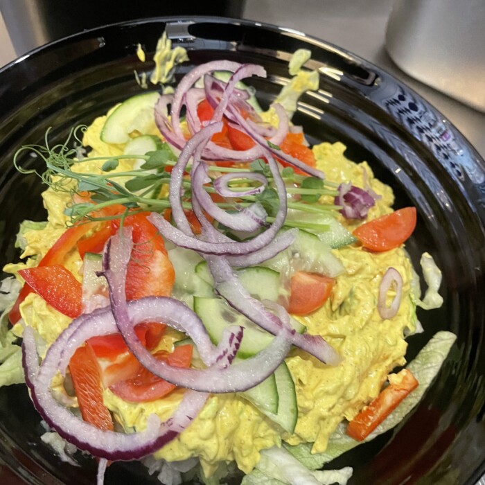 Bakad potatis med kyckling curry röra